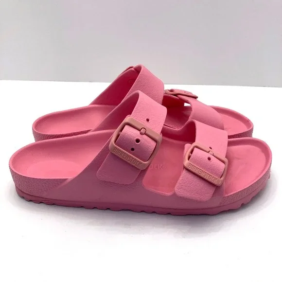 Birkenstock Arizona Essentials Slide Sandals EVA Pink Buckles Womens 7 EU 38 - Picture 2 of 7
